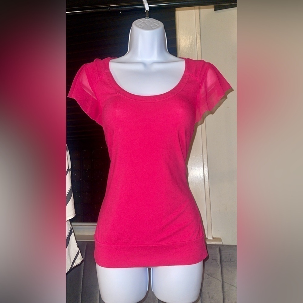 Banana Republic Petal Sleeve Pink Scoop neck Top XS - Picture 5 of 9